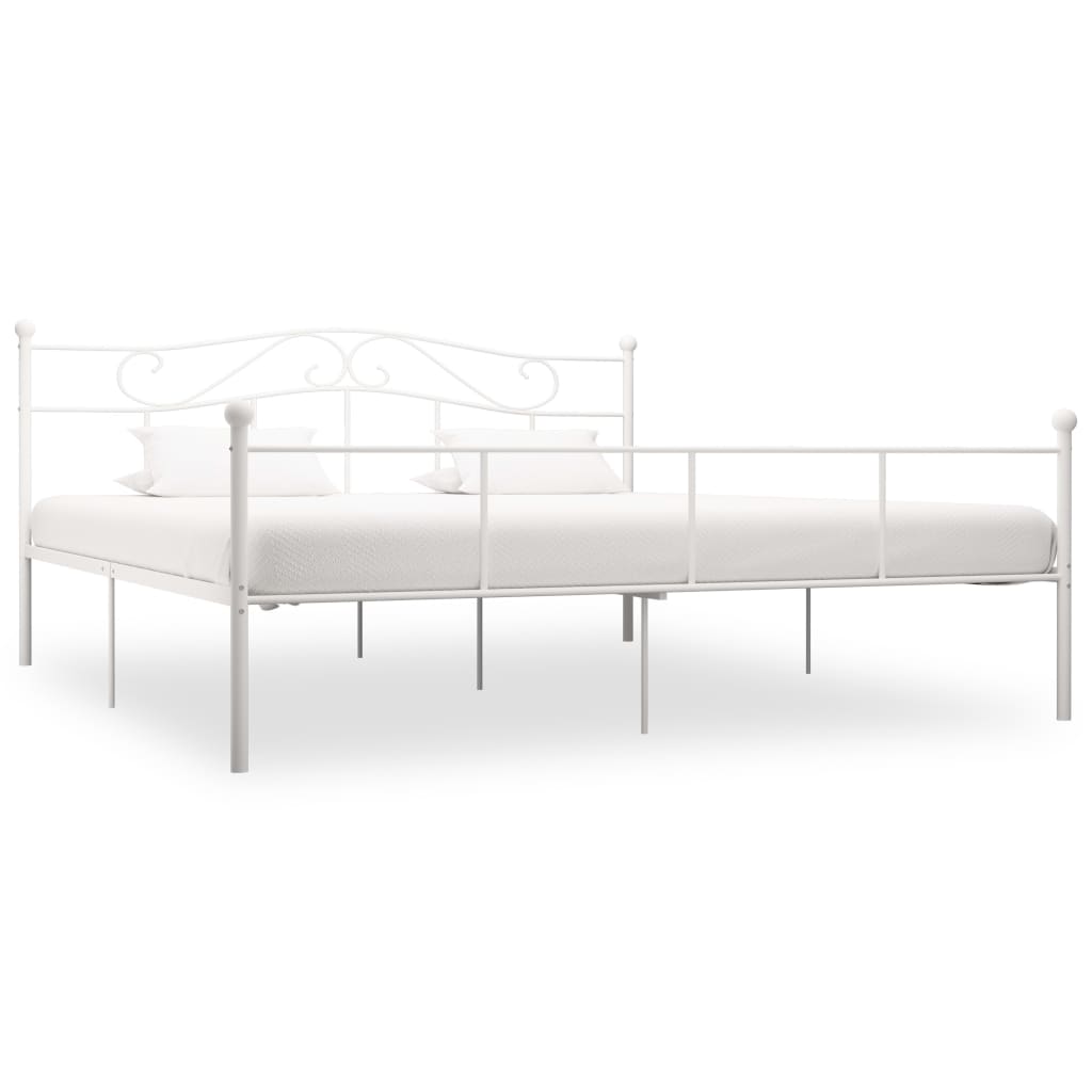 284521 vidaXL Bed Frame without Mattress White Metal 180x200 cm Super King